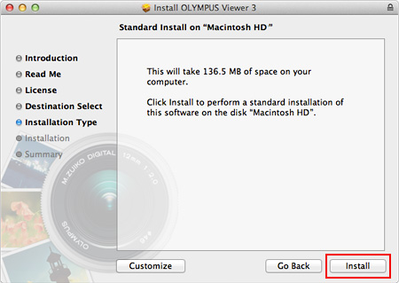 Once the standard installation is selected, click Install to begin the installation. 