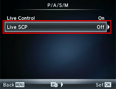 Select Live SCP and press the right arrow button